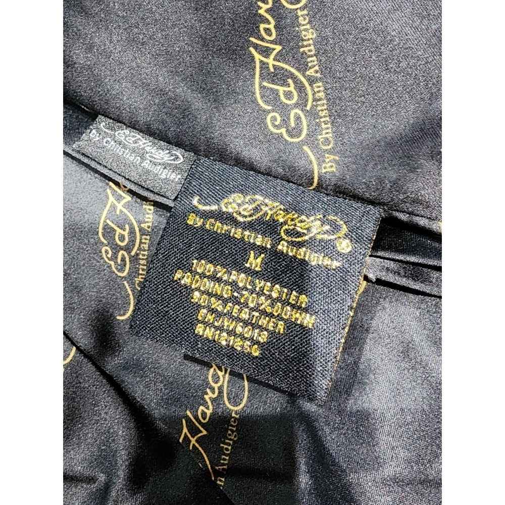 Ed Hardy By Christian Andigier Womens Puffer Jacket Skull Rose Gold Size M - Picture 9 of 11